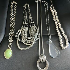 #17 silver tone necklaces bundle
